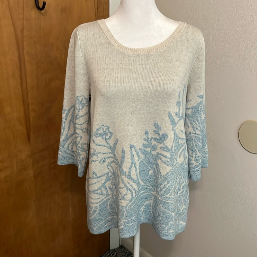 Oatmeal and Light Blue Sweater